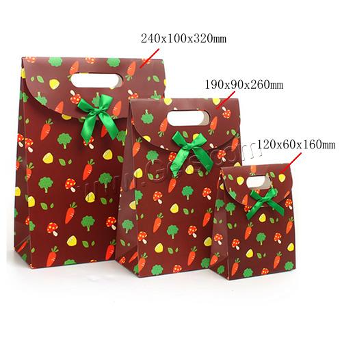 Gift Shopping Bag, Paper, with Satin Ribbon, Rectangle, different size for choice & with ribbon bowknot decoration, Sold By PC