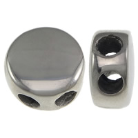 Stainless Steel Large Hole Beads, 316 Stainless Steel, Flat Round, plated, double-hole Approx 3mm 