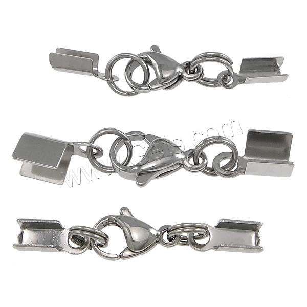 Stainless Steel Lobster Claw Cord Clasp, with cord tip & different size for choice, original color, Sold By PC