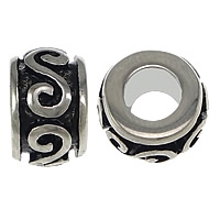 Stainless Steel European Beads, 316 Stainless Steel, Column, plated, without troll & enamel Approx 5mm 