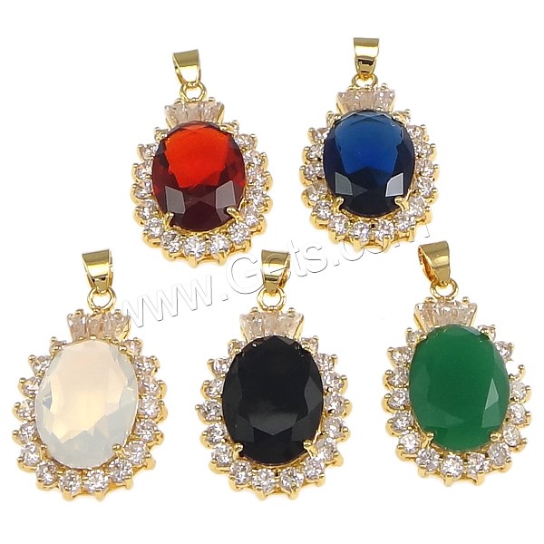 Cubic Zirconia Brass Pendants, with Crystal, Flower, plated, with cubic zirconia & faceted, more colors for choice, nickel, lead & cadmium free, 20x31x9mm, Hole:Approx 4x5mm, Sold By PC
