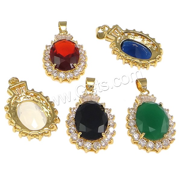 Cubic Zirconia Brass Pendants, with Crystal, Flower, plated, with cubic zirconia & faceted, more colors for choice, nickel, lead & cadmium free, 20x31x9mm, Hole:Approx 4x5mm, Sold By PC