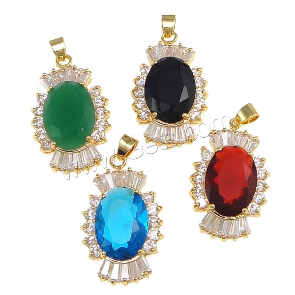 Cubic Zirconia Brass Pendants, with Crystal, Candy, plated, with cubic zirconia & faceted, more colors for choice, nickel, lead & cadmium free, 20x33x9mm, Hole:Approx 4x5mm, Sold By PC
