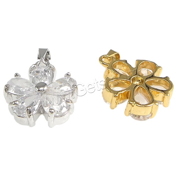 Crystal Brass Pendants, with Crystal, Flower, plated, faceted, more colors for choice, nickel, lead & cadmium free, 15x19x5mm, Hole:Approx 4x5mm, Sold By PC