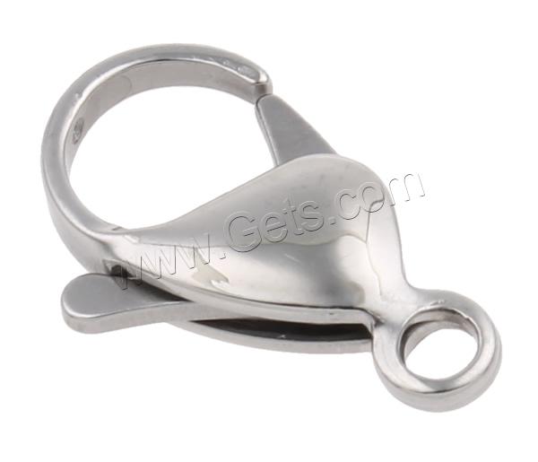 Stainless Steel Lobster Claw Clasp, different size for choice, original color, 10x17x4mm, Sold By PC