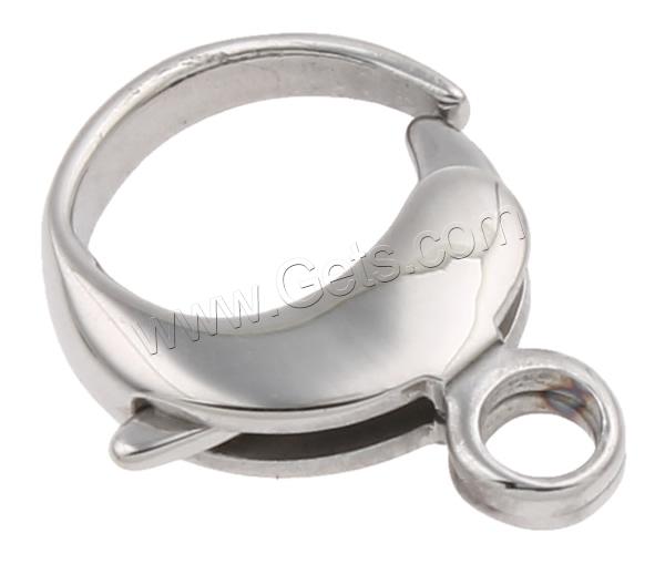 Stainless Steel Lobster Claw Clasp, different size for choice, original color, 100PCs/Bag, Sold By Bag