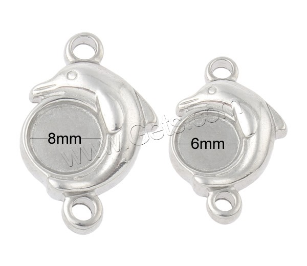 Stainless Steel Connector Setting, Dolphin, different size for choice & 1/1 loop, original color, Hole:Approx 1-1.5mm, Sold By PC
