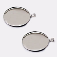 Sterling Silver Pendant Setting, 925 Sterling Silver, Flat Round, plated 3mm Approx Inner Approx 30mm 
