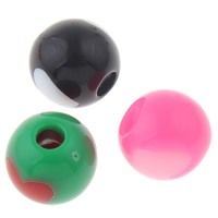 Two Tone Acrylic Beads, Round, with heart pattern 8mm Approx 2mm, Approx 