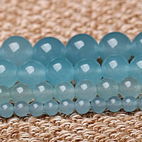 Dyed Jade Beads, Round light blue 
