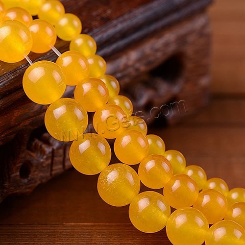 Dyed Jade Beads, Round, different size for choice, yellow, Sold By Bag
