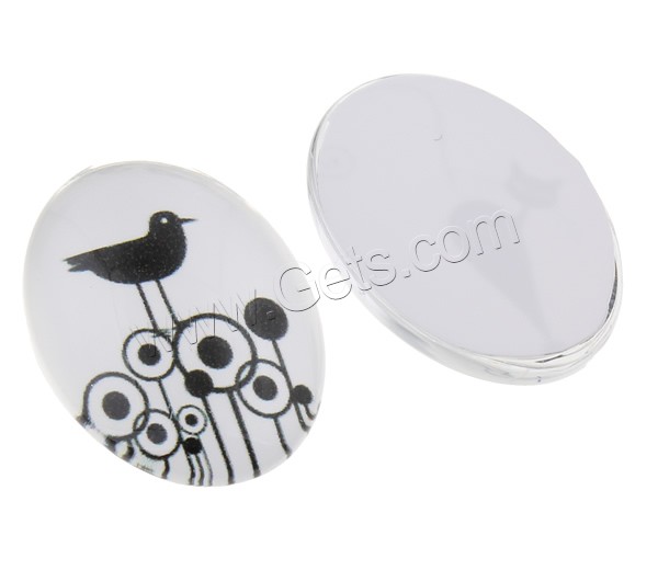 Time Gem Cabochon, Glass, Flat Oval, black and white design & different size for choice & flat back & decal, more colors for choice, 1000PCs/Bag, Sold By Bag