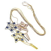 Glass Sweater Chain Necklace, Zinc Alloy, with brass chain & Glass, Star, plated, snake chain & faceted & with rhinestone nickel, lead & cadmium free 1.5mm Approx 41 Inch 