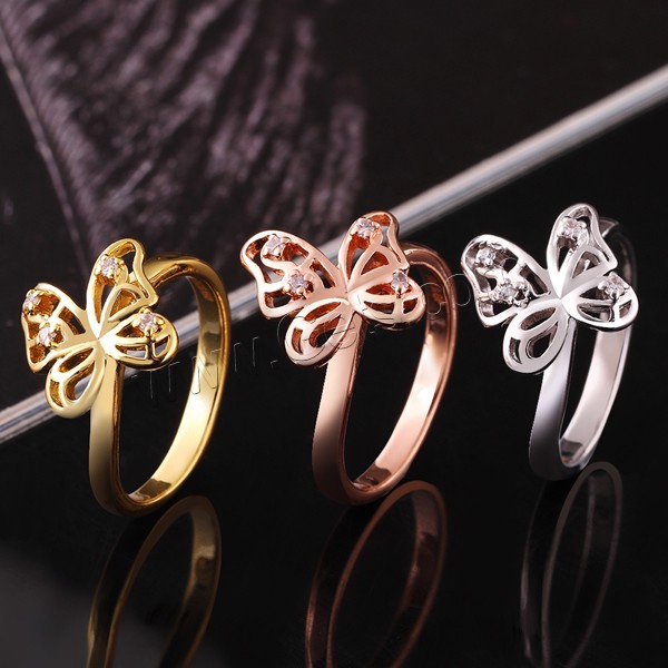 Brass, Butterfly, plated, different size for choice & with cubic zirconia, more colors for choice, 14x14mm, Sold By PC