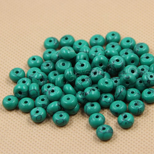 Perles en Turquoise naturelle, Noir Veine Turquoise, rondelle, normes différentes pour le choix, vert, Trou:Environ 1mm, Vendu par PC