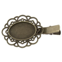 Alligator Hair Clip Findings, Iron, with zinc alloy setting, Flower, plated nickel, lead & cadmium free Inner Approx 