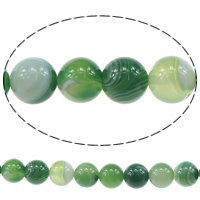 Natürliche Streifen Achat Perlen, rund, verschiedene Größen vorhanden, hellgrün, Bohrung:ca. 1-1.5mm, Länge:ca. 15 ZollInch, verkauft von Strang