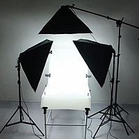 aluminium Mini Photo Studio Set, boîte à lumière douce & photo table de tir & pied d'éclairage & support, avec Nylon & plastique PVC, vernis au four, protéger l'environnement, sans nickel, plomb et cadmium  750-2000mm é, Vendu par fixé