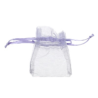 Organza Jewelry Pouches Bags, with Satin Ribbon, Rectangle, light purple 