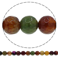 Natural Crackle Agate Bead, Round & faceted, multi-colored Approx 1mm Approx 15 Inch 