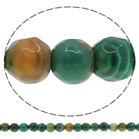 Natürliche Feuerachat Perlen, rund, facettierte, grün, 6mm, Bohrung:ca. 1mm, Länge:ca. 15 ZollInch, ca. 63PCs/Strang, verkauft von Strang