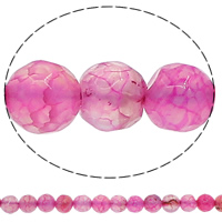 Natural Crackle Agate Bead, Round & faceted, bright rosy red Approx 1mm Approx 15.3 Inch 