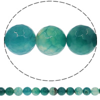 Natural Crackle Agate Bead, Round & faceted, turquoise blue Approx 1mm Approx 15.3 Inch 