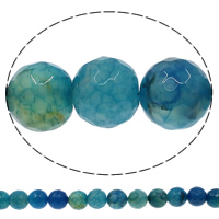 Natural Crackle Agate Bead, Round & faceted, blue Approx 1mm Approx 15 Inch 