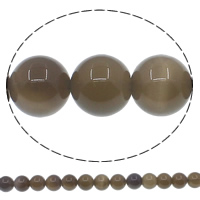 Natürliche graue Achat Perlen, Grauer Achat, rund, verschiedene Größen vorhanden, Bohrung:ca. 1mm, Länge:ca. 15 ZollInch, verkauft von Strang