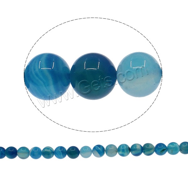 Abalorios de Ágata Azul, Esférico, diverso tamaño para la opción, agujero:aproximado 1mm, longitud:aproximado 15 Inch, Vendido por Sarta