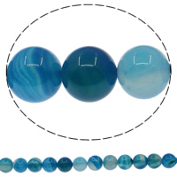 Natural Blue Agate Beads, Round Approx 1mm Approx 15 Inch 