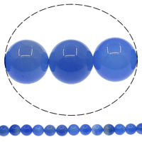 Natürliche blaue Achat Perlen, Blauer Achat, rund, 14mm, Bohrung:ca. 1mm, Länge:ca. 15 ZollInch, ca. 28PCs/Strang, verkauft von Strang