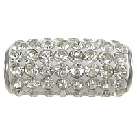 Stainless Steel Large Hole Beads, with Rhinestone Clay Pave, Column, with 48 pcs rhinestone, clear Approx 6mm 