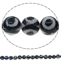 Natürliche Tibetan Achat Dzi Perlen, rund, zweifarbig, 8mm, Bohrung:ca. 1mm, Länge:ca. 15 ZollInch, ca. 48PCs/Strang, verkauft von Strang