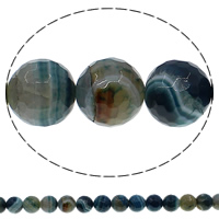 Natürliche Feuerachat Perlen, rund, facettierte, blau, 16mm, Bohrung:ca. 1mm, Länge:ca. 15.7 ZollInch, ca. 25PCs/Strang, verkauft von Strang