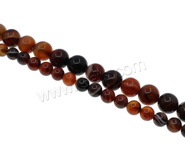 Natürliche Streifen Achat Perlen, rund, verschiedene Größen vorhanden, Bohrung:ca. 1mm, Länge:ca. 15 ZollInch, verkauft von Strang