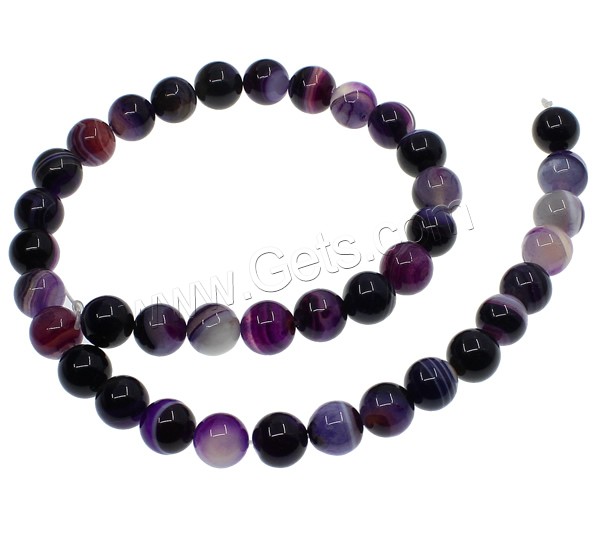 Natürliche Streifen Achat Perlen, rund, verschiedene Größen vorhanden, violett, Bohrung:ca. 1mm, Länge:ca. 15 ZollInch, verkauft von Strang