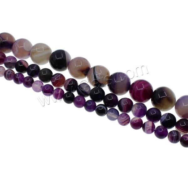 Natürliche Streifen Achat Perlen, rund, verschiedene Größen vorhanden, violett, Bohrung:ca. 1mm, Länge:ca. 15 ZollInch, verkauft von Strang