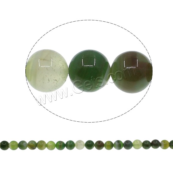 Natürliche Streifen Achat Perlen, rund, verschiedene Größen vorhanden, grün, Bohrung:ca. 1mm, Länge:ca. 15 ZollInch, verkauft von Strang