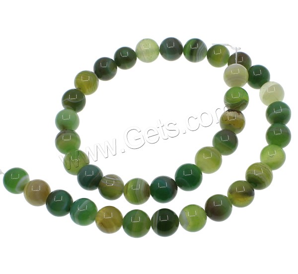Natürliche Streifen Achat Perlen, rund, verschiedene Größen vorhanden, grün, Bohrung:ca. 1mm, Länge:ca. 15 ZollInch, verkauft von Strang