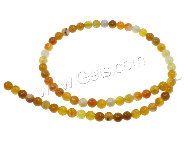 Natürliche Streifen Achat Perlen, rund, verschiedene Größen vorhanden, gelb, Bohrung:ca. 1mm, Länge:ca. 15 ZollInch, verkauft von Strang