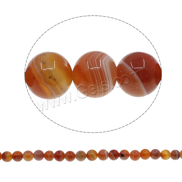 Natürliche Streifen Achat Perlen, rund, verschiedene Größen vorhanden, rot, Bohrung:ca. 1mm, Länge:ca. 15 ZollInch, verkauft von Strang