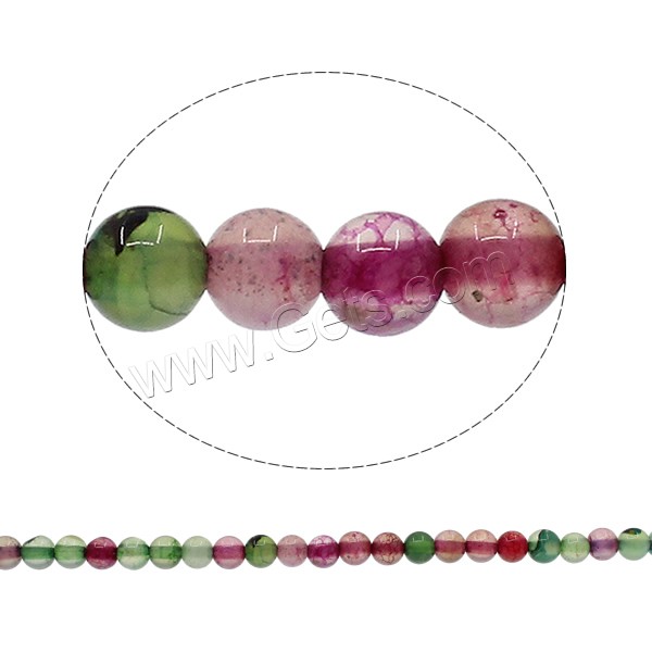perle en agate de fissure naturelle , Agate fissure, Rond, normes différentes pour le choix, multicolore, Trou:Environ 1mm, Longueur:Environ 15 pouce, Vendu par brin