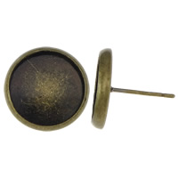 Messing Ohrring Stecker, flache Runde, plattiert, keine, 14x14mm, Innendurchmesser:ca. 12mm, verkauft von PC