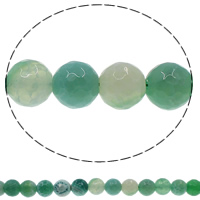 Natural Fire Agate Beads, Round & faceted, green Approx 1mm Approx 15.3 Inch 