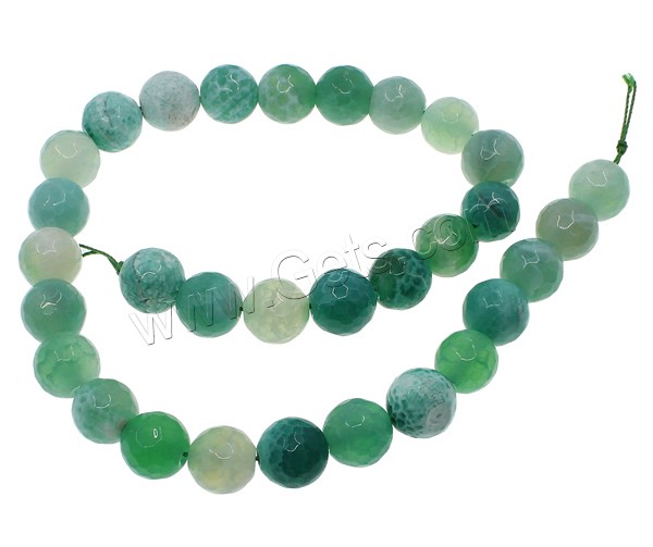 Natürliche Feuerachat Perlen, rund, verschiedene Größen vorhanden & facettierte, grün, Bohrung:ca. 1mm, Länge:ca. 15.3 ZollInch, verkauft von Strang