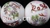 Abalorio de porcelana calcomanía , Esférico, diverso tamaño para la opción & con patrón de flores, longitud:15 Inch, Vendido por Sarta
