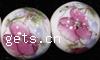 Decal Porcelain Beads, Round & with flower pattern Approx 6mm Inch 