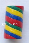 Tube Polymer Clay Beads, stripe 