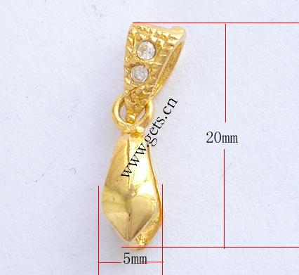 Brass Pinch Bail, plated, with rhinestone, more colors for choice, 20x5x6mm, Sold By PC